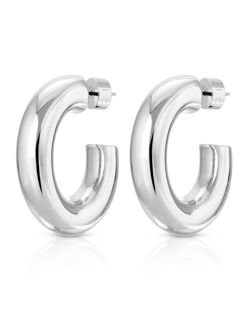 Front of a size one-size-fits-all Baby Ryan Hoops Silver in Silver by Eklexic. | dia_product_style_image_id:285293